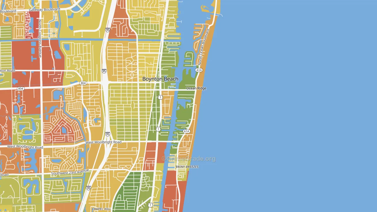 Ocean Ridge, FL Map of Drug-Related Crime Rates