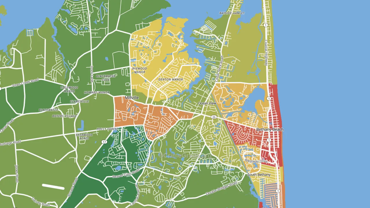 Ocean View, DE Map of Drug-Related Crime Rates