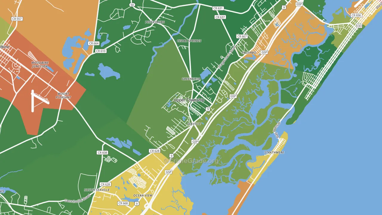 Ocean View, NJ Map of Drug-Related Crime Rates