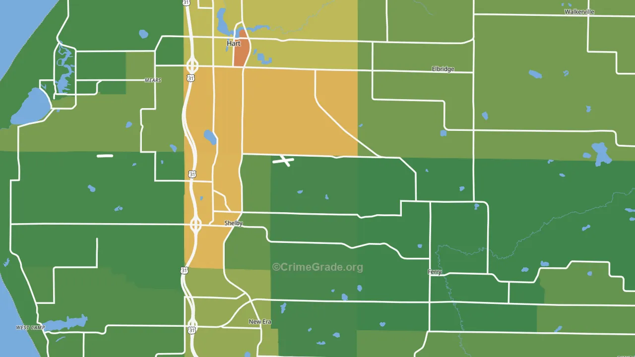 Oceana County, MI Map of Drug-Related Crime Rates