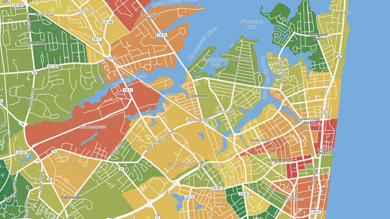Oceanport, NJ Map of Drug-Related Crime Rates
