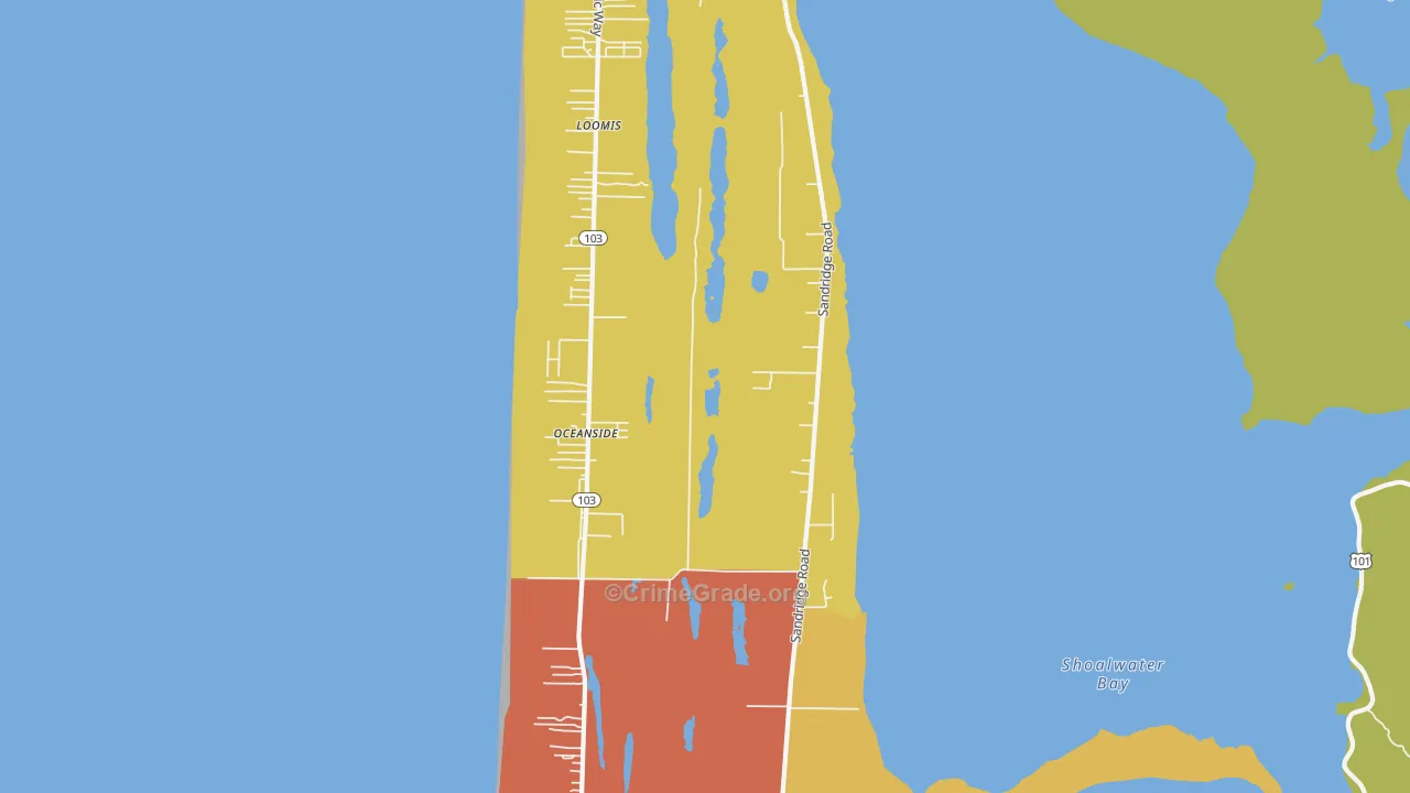 Oceanside, WA Map of Drug-Related Crime Rates