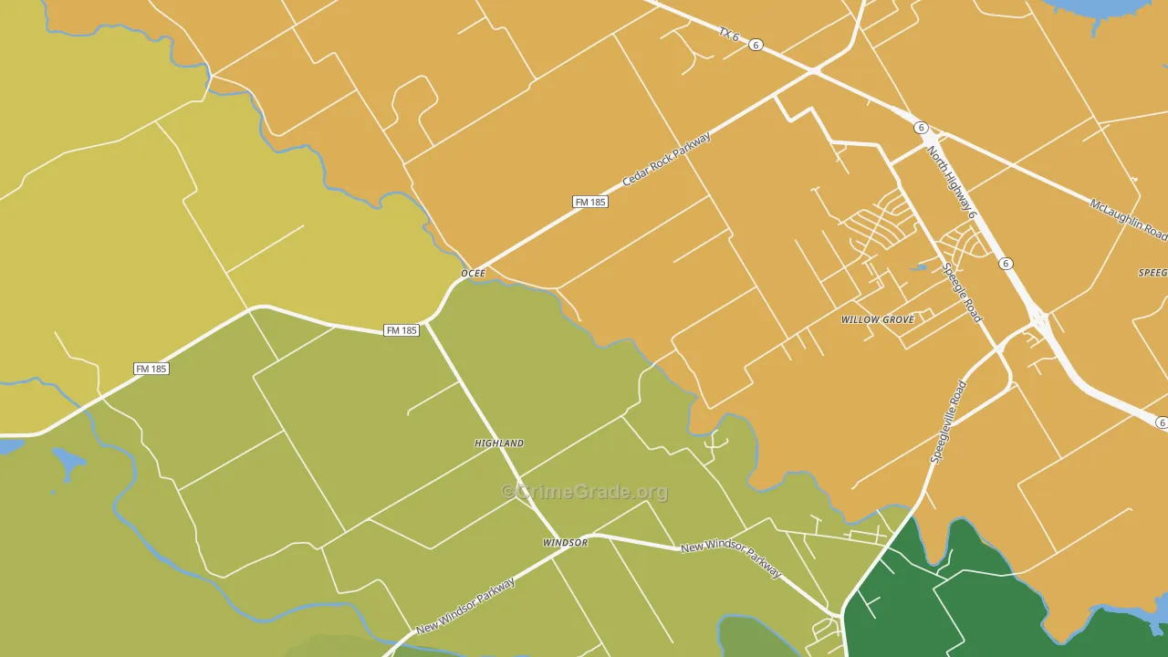 Ocee, TX Map of Drug-Related Crime Rates