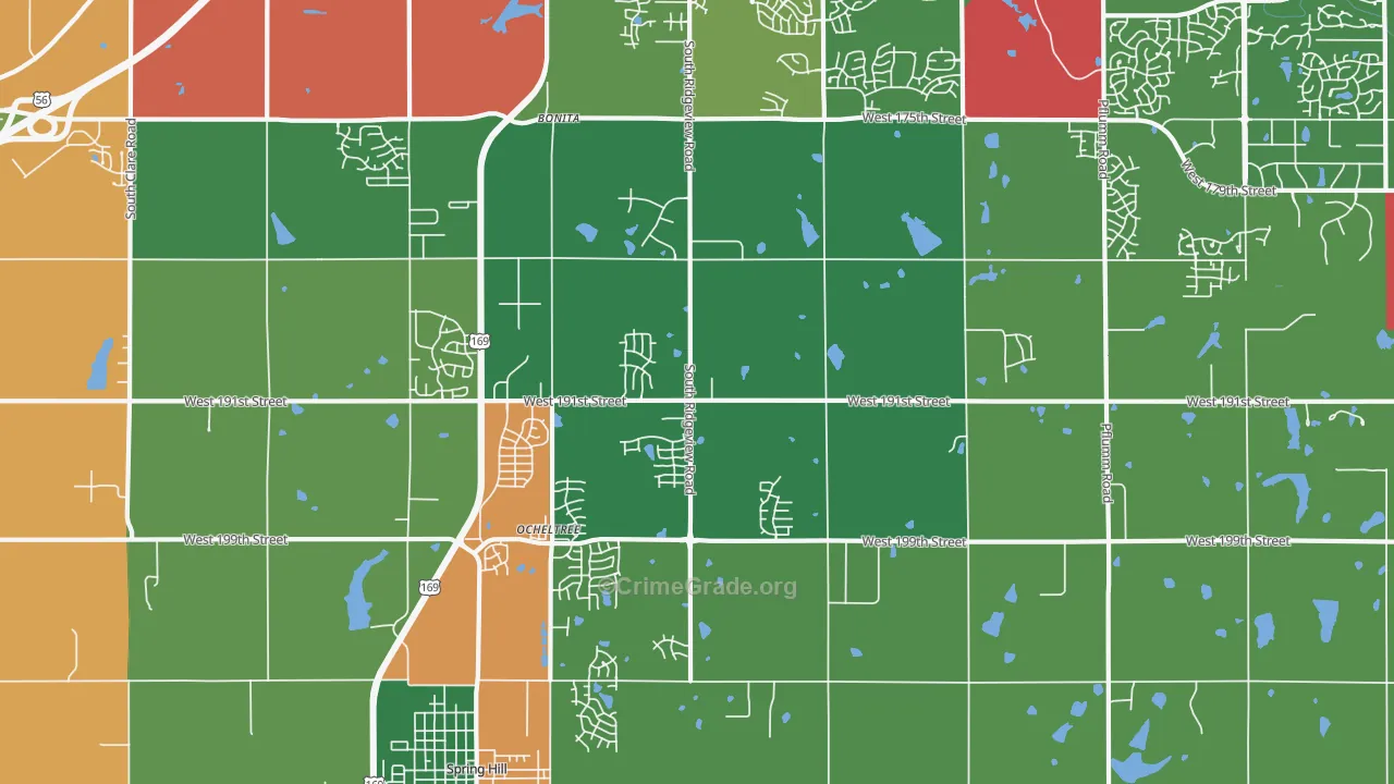Ocheltree, KS Map of Drug-Related Crime Rates