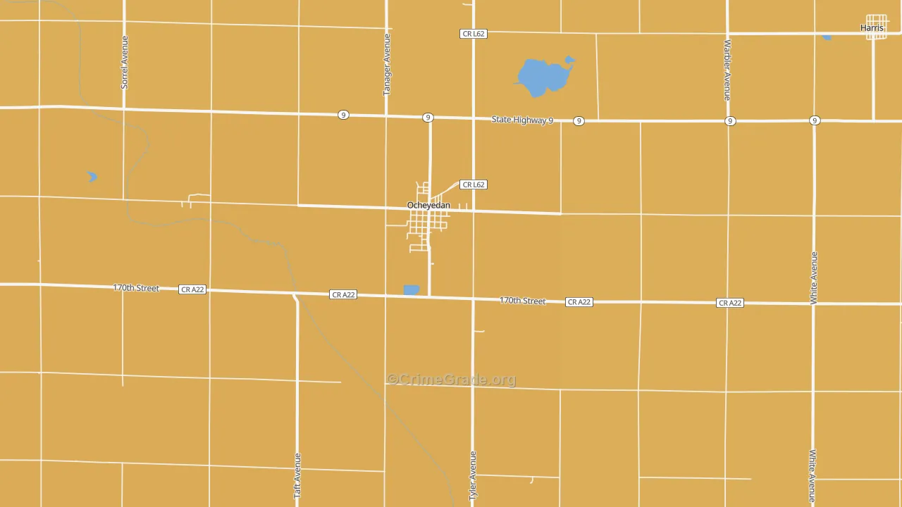 Ocheyedan, IA Map of Drug-Related Crime Rates