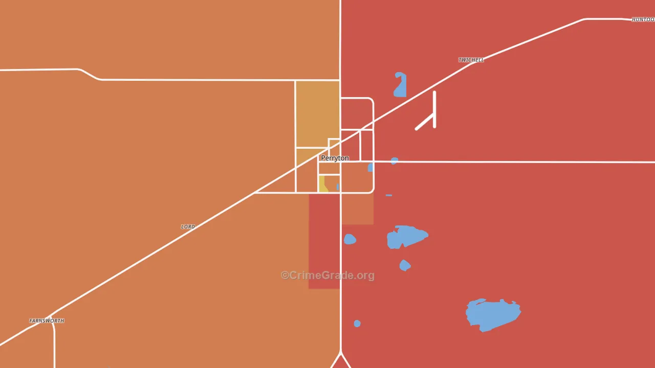 Ochiltree County, TX Map of Drug-Related Crime Rates