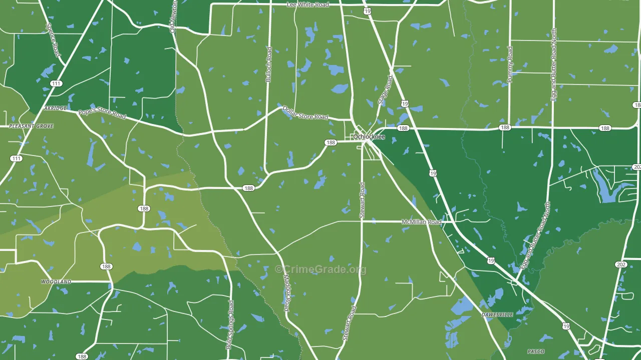 Ochlocknee, GA Map of Drug-Related Crime Rates