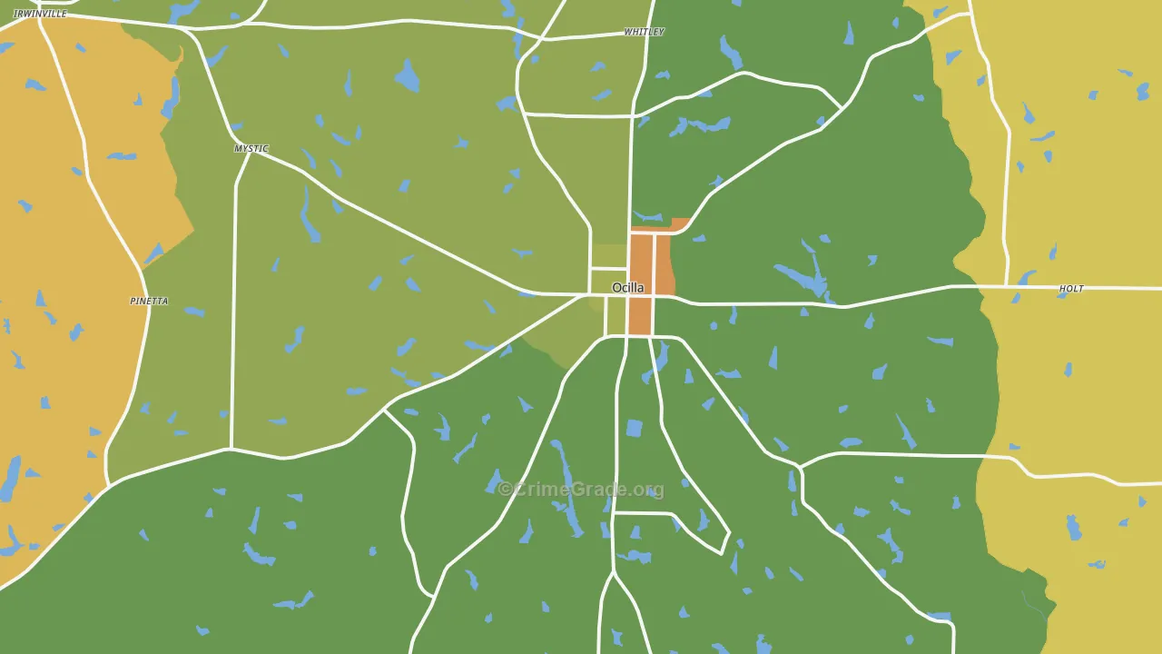 Ocilla, GA Map of Drug-Related Crime Rates