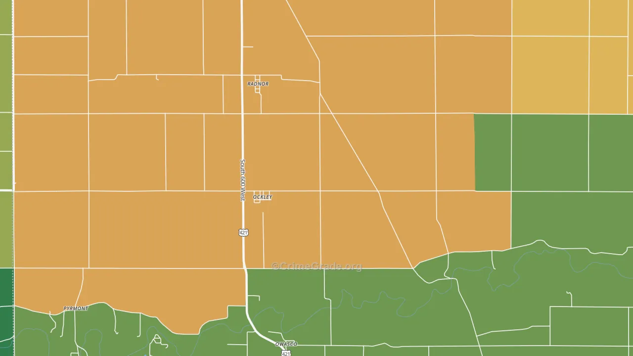 Ockley, IN Map of Drug-Related Crime Rates