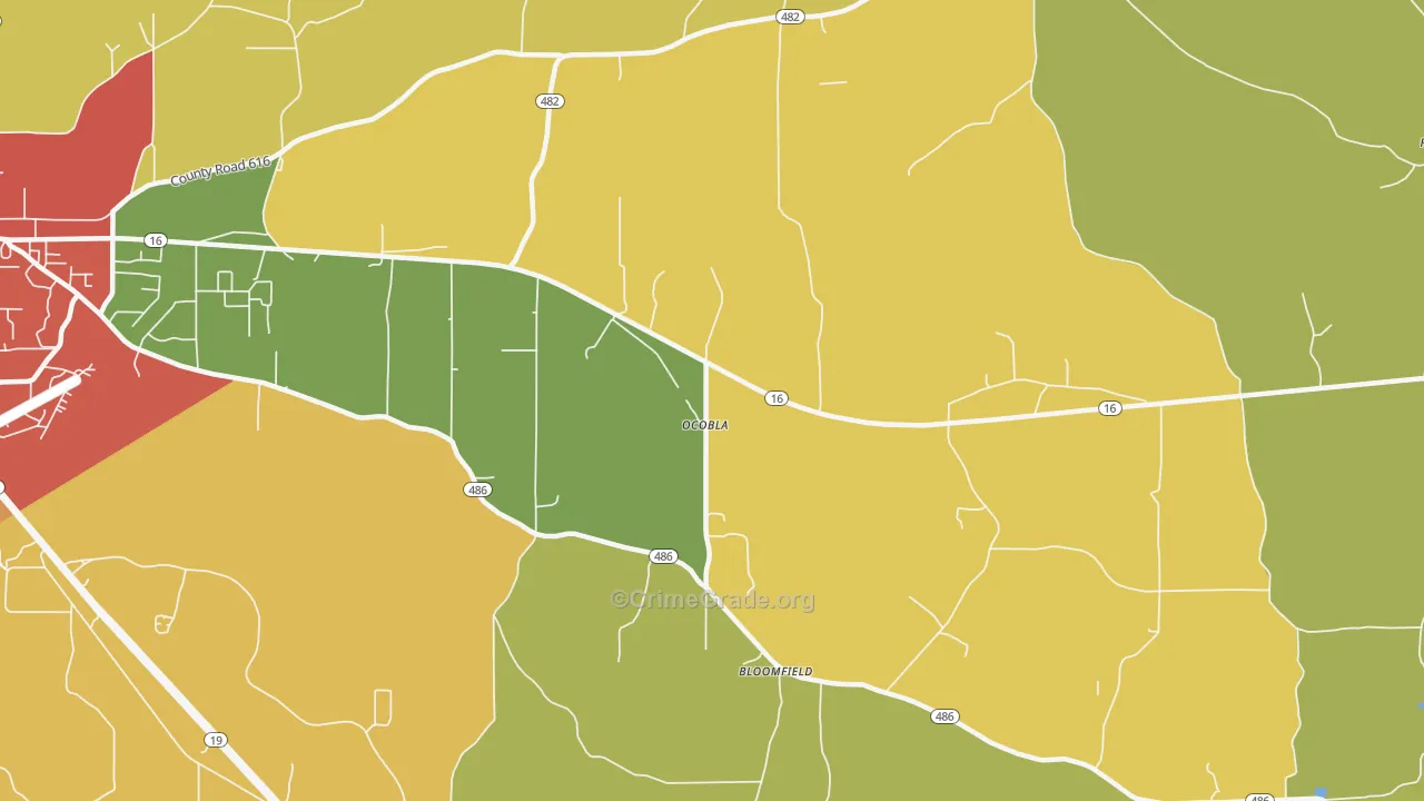 Ocobla, MS Map of Drug-Related Crime Rates