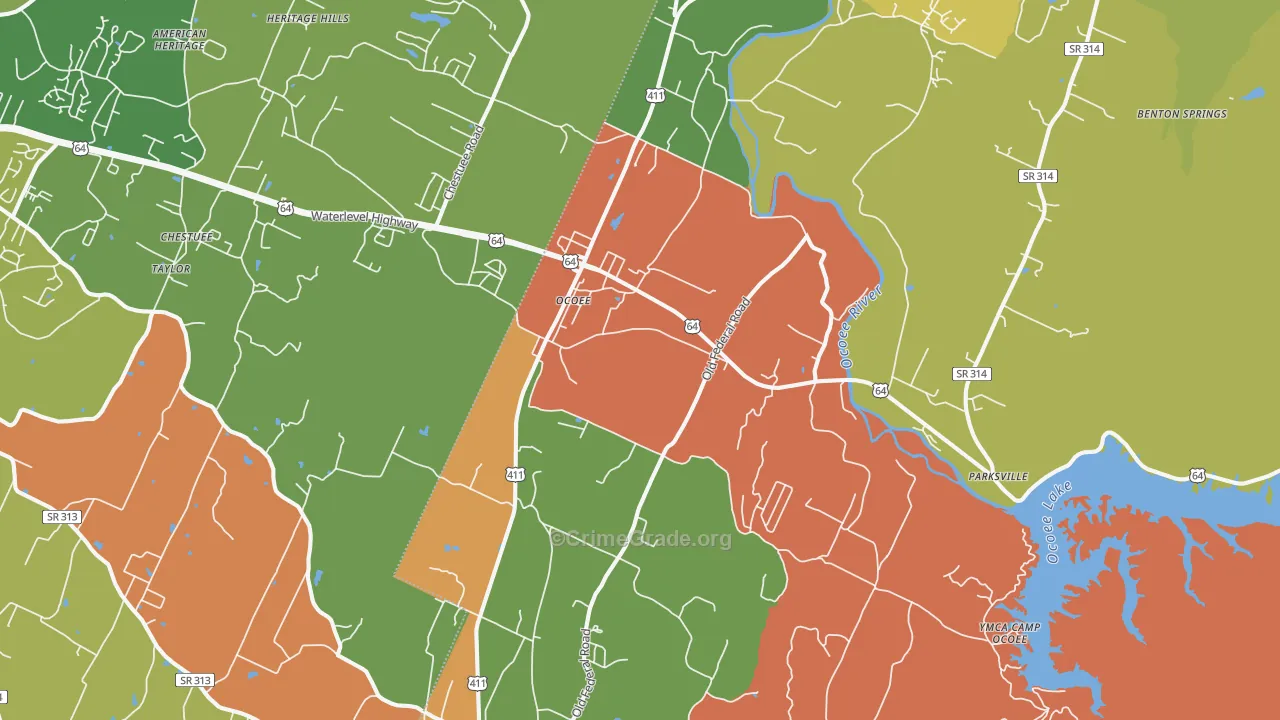 Ocoee, TN Map of Drug-Related Crime Rates