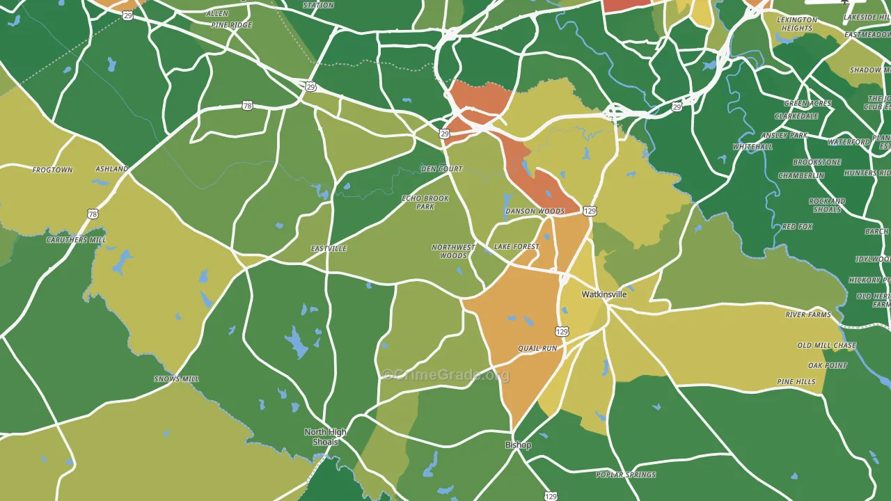 Oconee County, GA Map of Drug-Related Crime Rates
