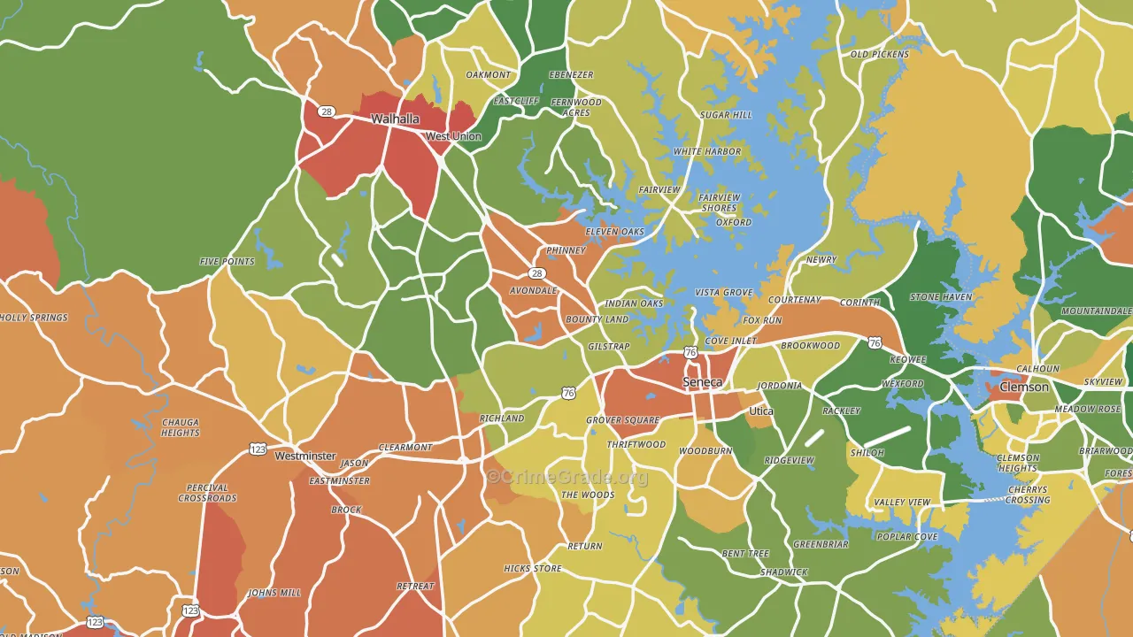Oconee County, SC Map of Drug-Related Crime Rates