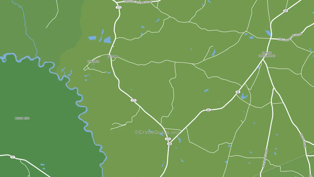 Oconee, GA Map of Drug-Related Crime Rates