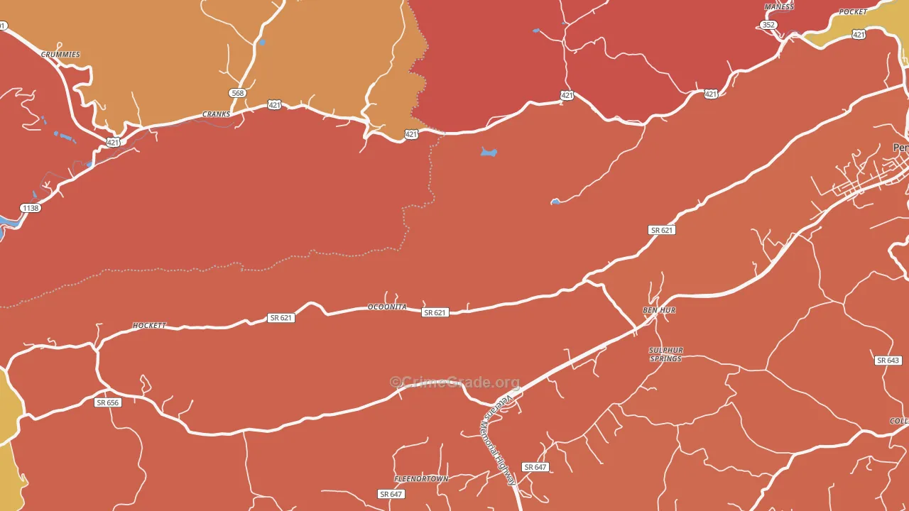 Ocoonita, VA Map of Drug-Related Crime Rates