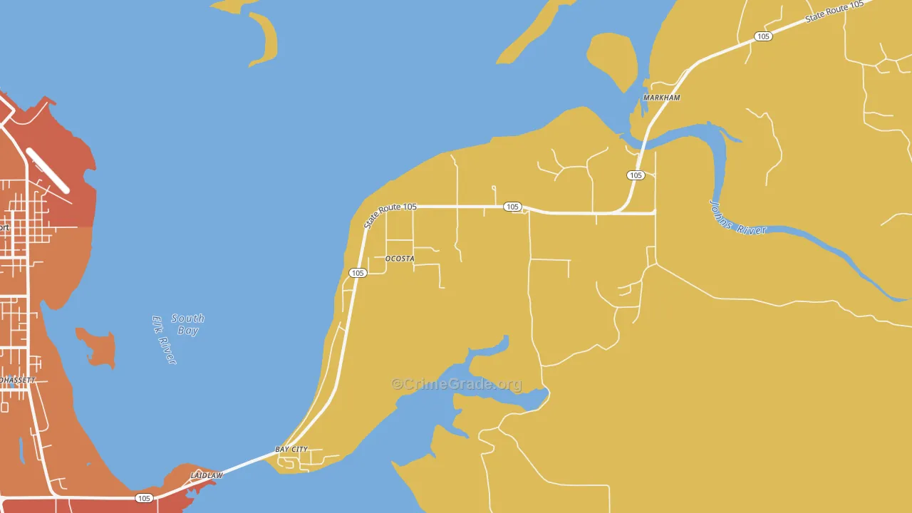 Ocosta, WA Map of Drug-Related Crime Rates