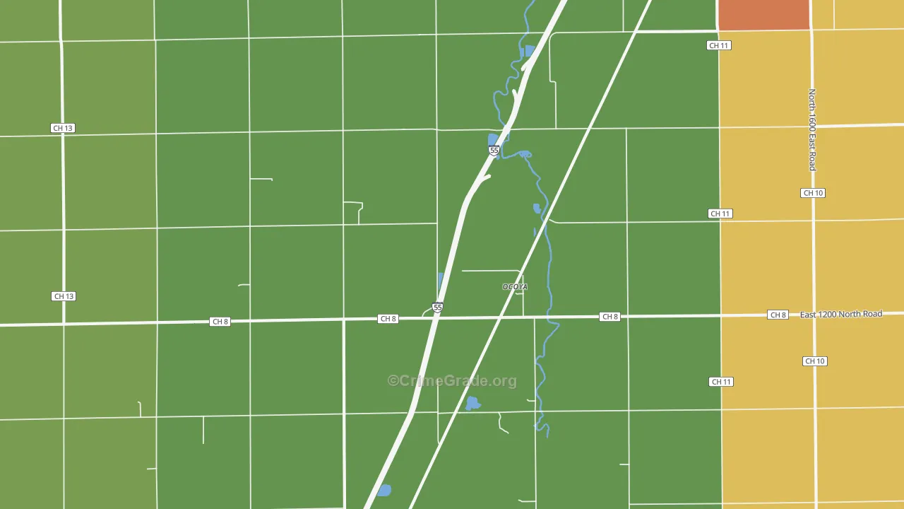 Ocoya, IL Map of Drug-Related Crime Rates