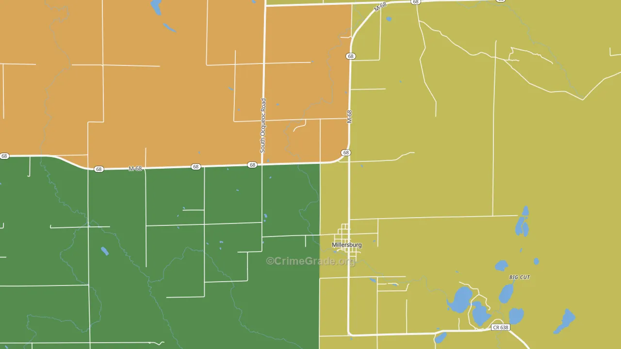 Ocqueoc, MI Map of Drug-Related Crime Rates