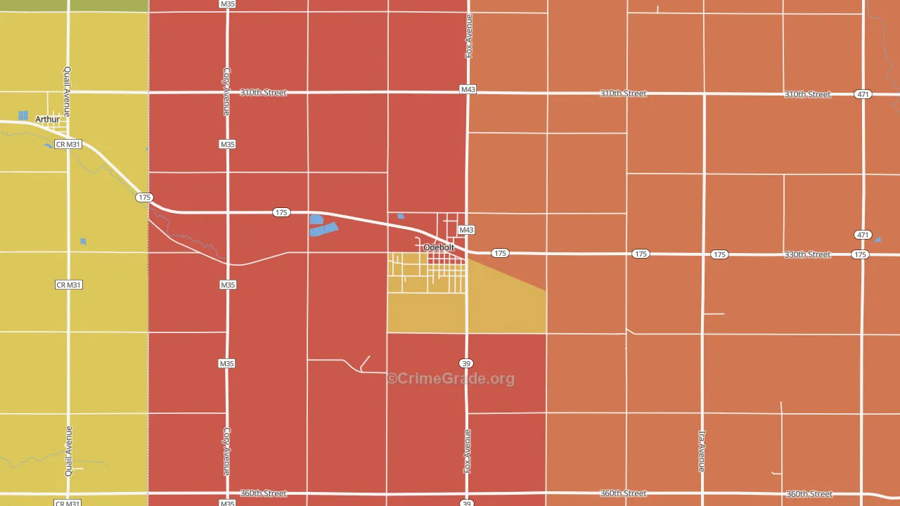 Odebolt, IA Map of Drug-Related Crime Rates
