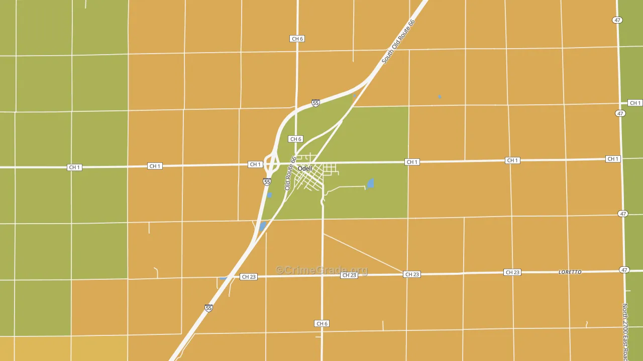 Odell, IL Map of Drug-Related Crime Rates