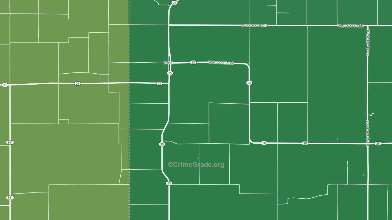Odell, IN Map of Drug-Related Crime Rates