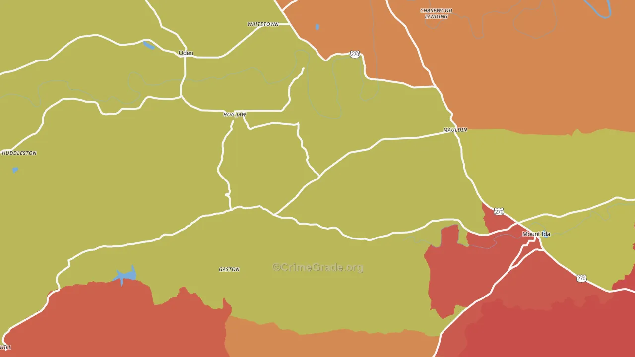 Oden, AR Map of Drug-Related Crime Rates