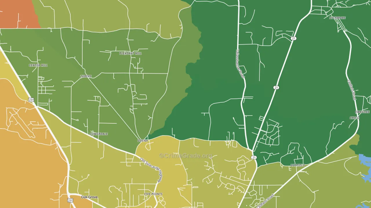 Odena, AL Map of Drug-Related Crime Rates