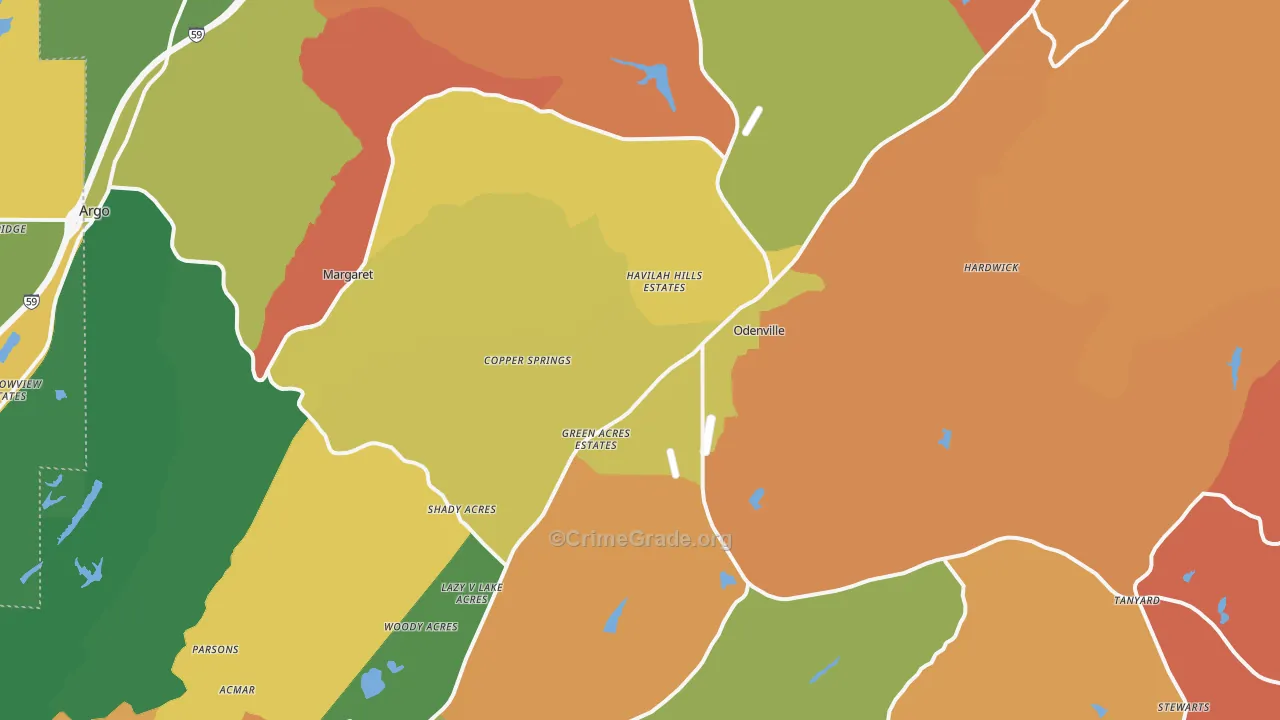 Odenville, AL Map of Drug-Related Crime Rates