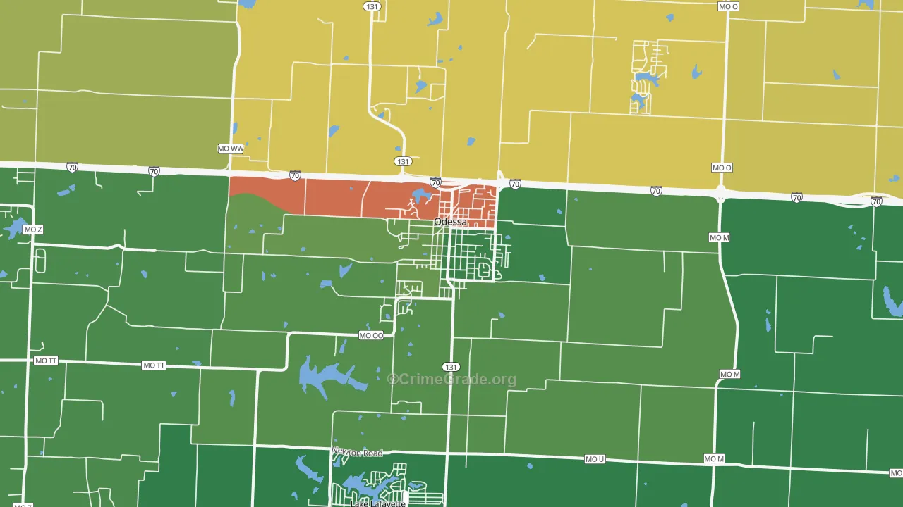 Odessa, MO Map of Drug-Related Crime Rates