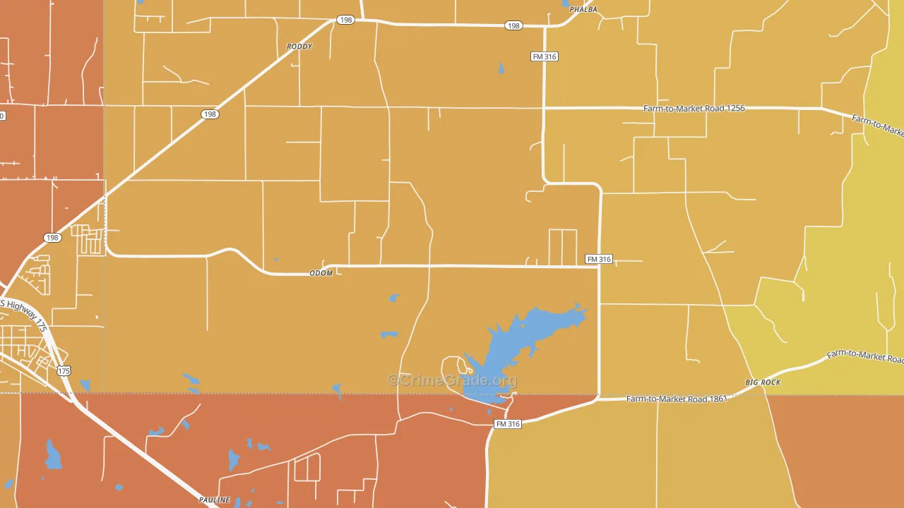 Odom, TX Map of Drug-Related Crime Rates