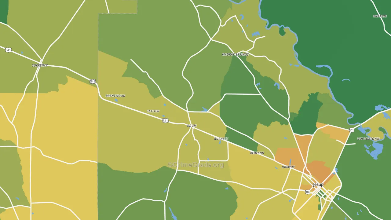 Odum, GA Map of Drug-Related Crime Rates