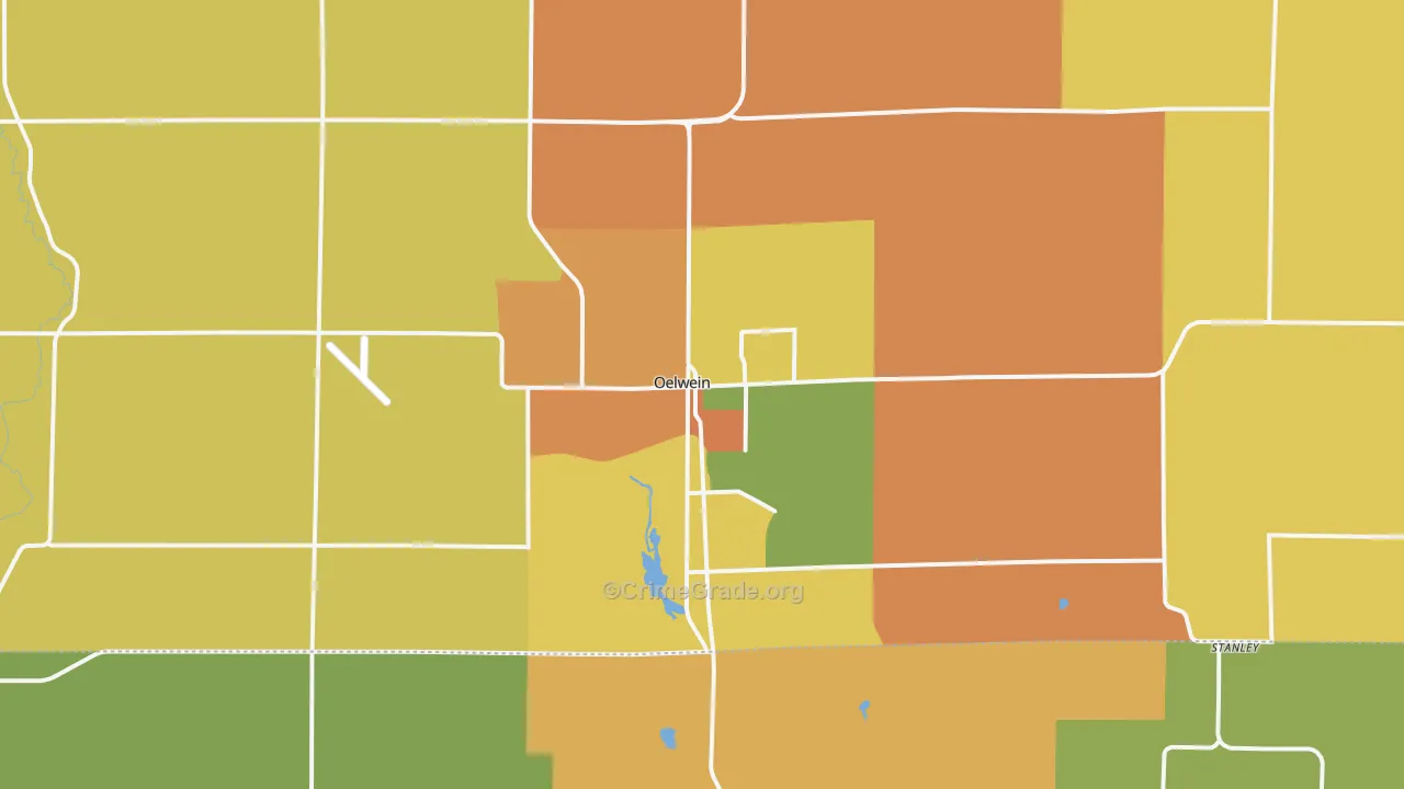 Oelwein, IA Map of Drug-Related Crime Rates