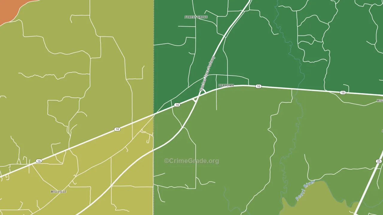Ofahoma, MS Map of Drug-Related Crime Rates