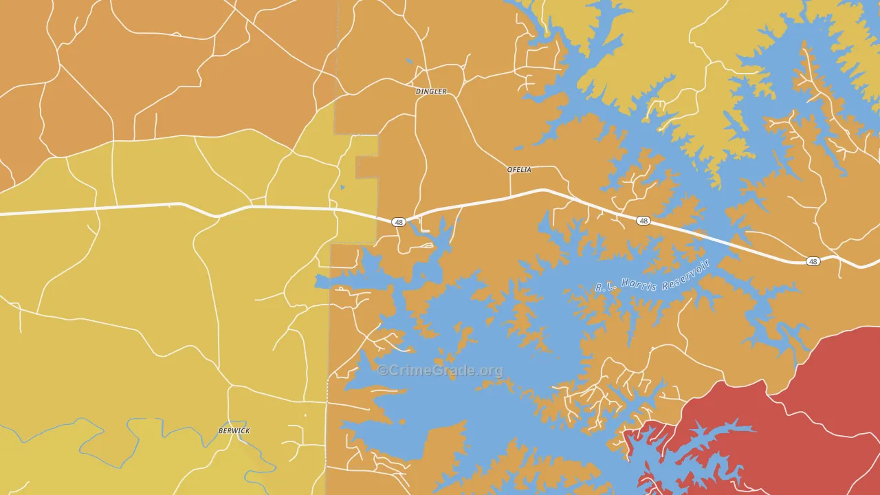 Ofelia, AL Map of Drug-Related Crime Rates