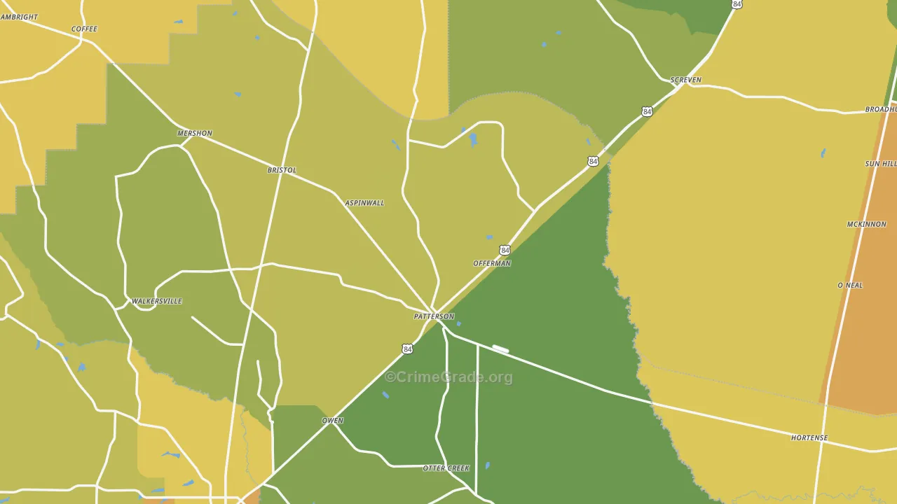 Offerman, GA Map of Drug-Related Crime Rates