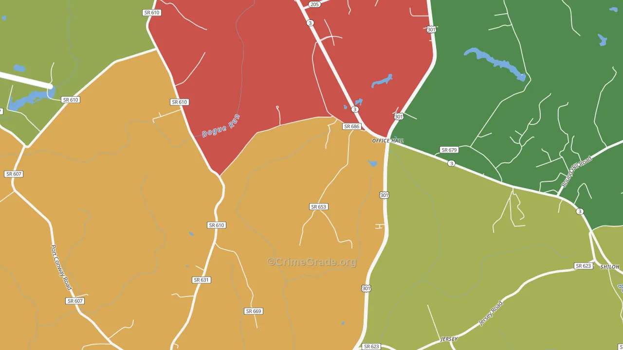 Office Hall, VA Map of Drug-Related Crime Rates