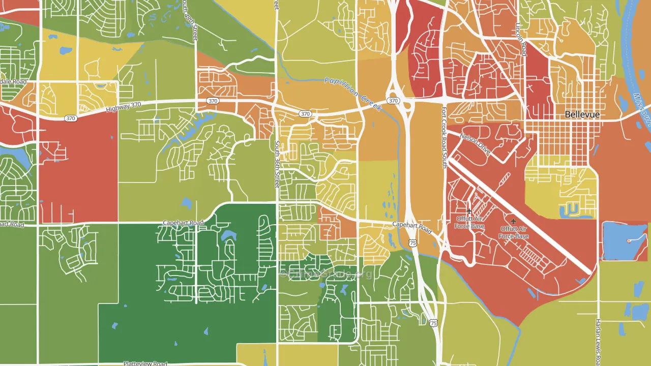 Offutt AFB, NE Map of Drug-Related Crime Rates