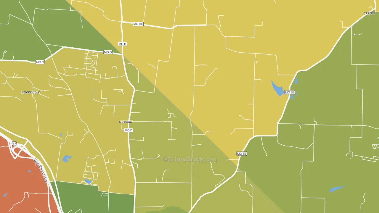 Ogborn, MO Map of Drug-Related Crime Rates