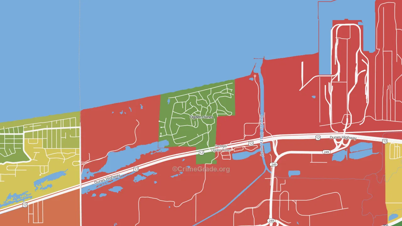 Ogden Dunes, IN Map of Drug-Related Crime Rates