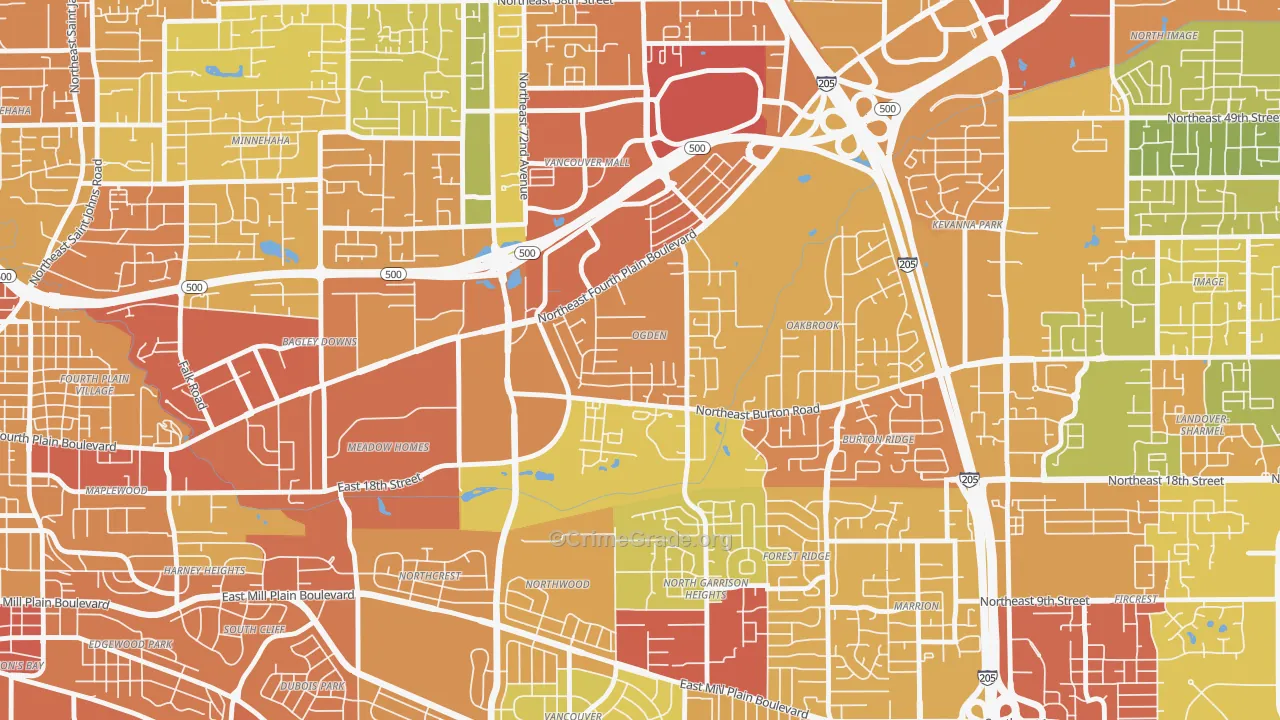 Ogden, Vancouver, WA Map of Drug-Related Crime Rates