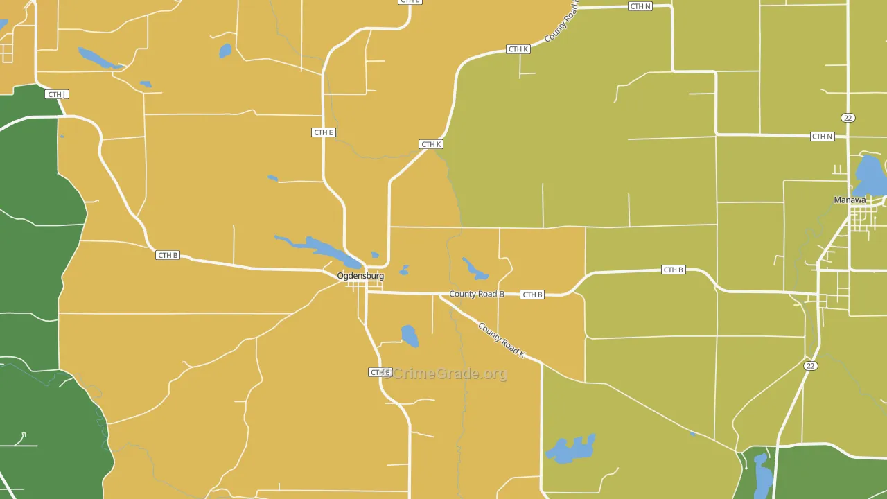 Ogdensburg, WI Map of Drug-Related Crime Rates