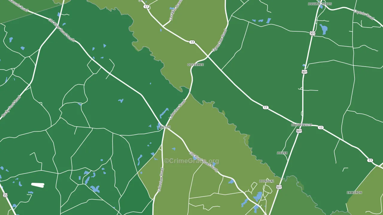 Ogeechee, GA Map of Drug-Related Crime Rates