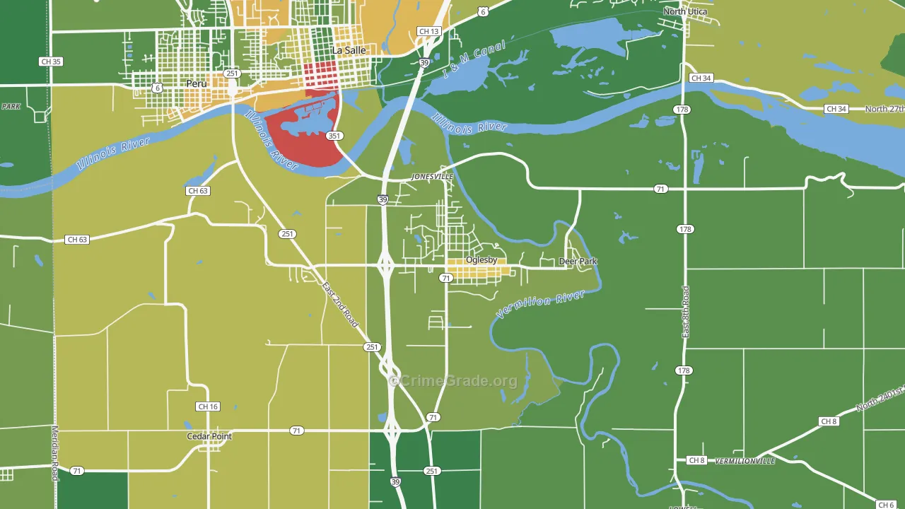 Oglesby, IL Map of Drug-Related Crime Rates