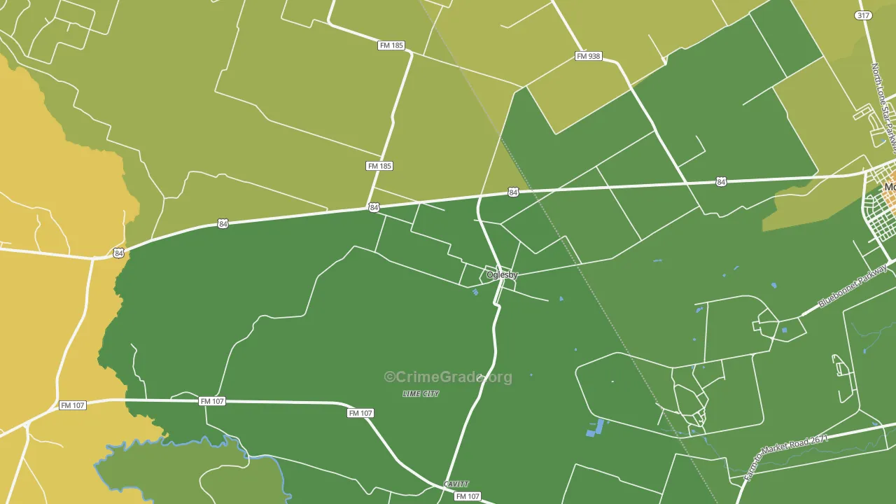 Oglesby, TX Map of Drug-Related Crime Rates
