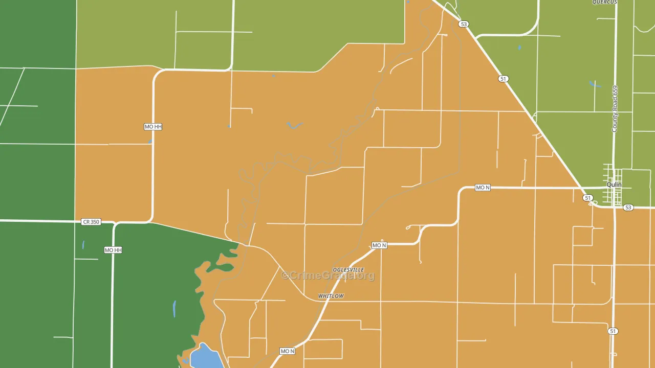Oglesville, MO Map of Drug-Related Crime Rates