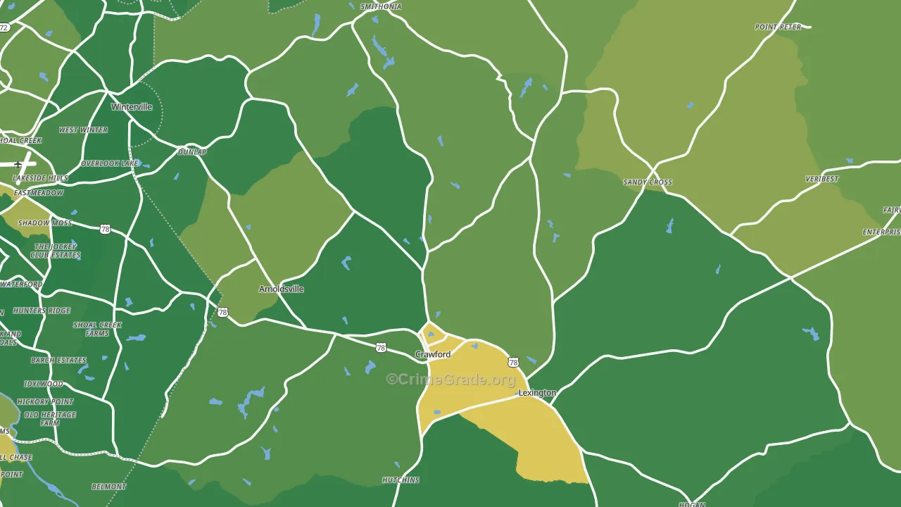 Oglethorpe County, GA Map of Drug-Related Crime Rates