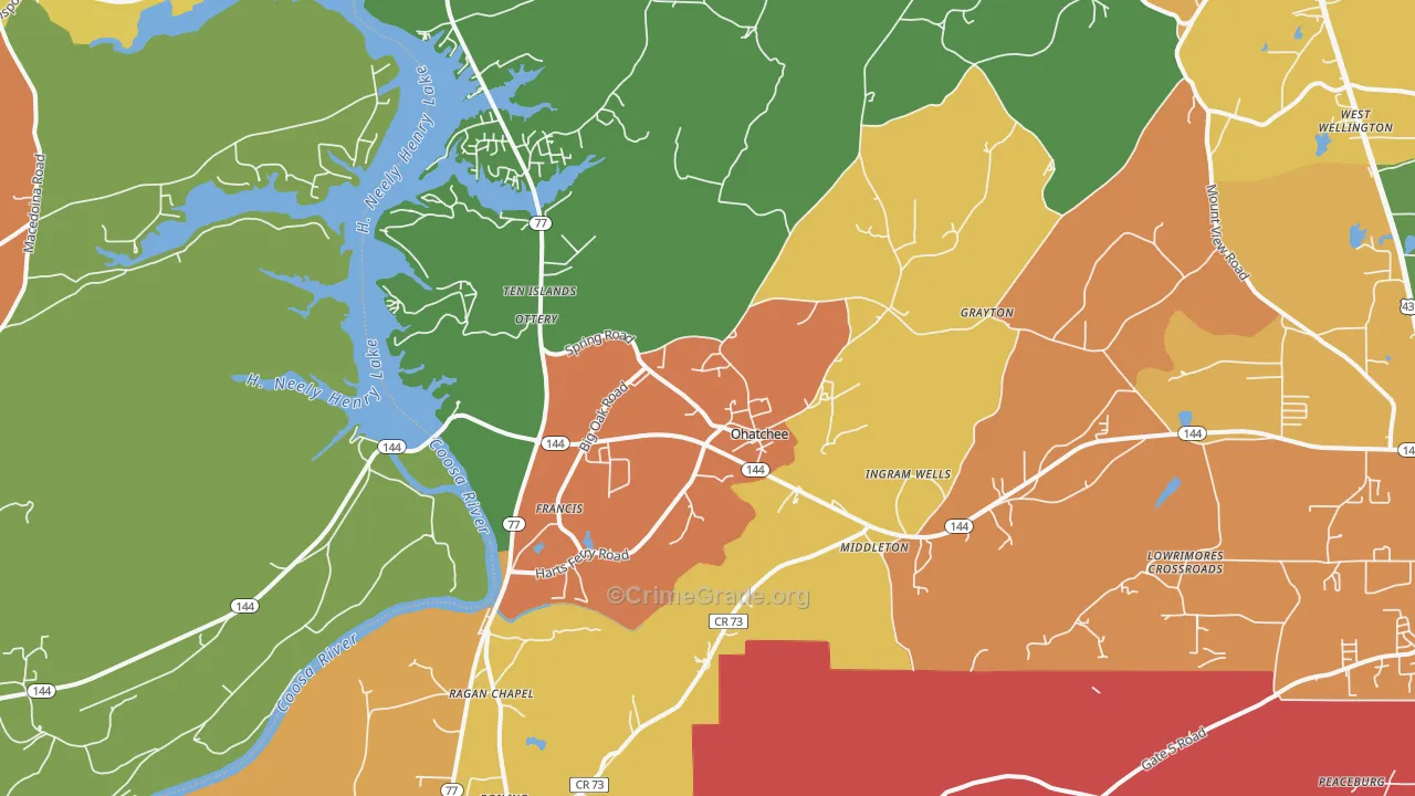 Ohatchee, AL Map of Drug-Related Crime Rates