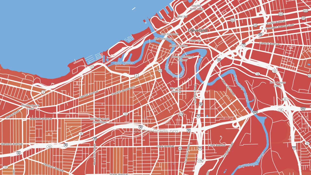 Ohio City-West Side, Cleveland, OH Map of Drug-Related Crime Rates