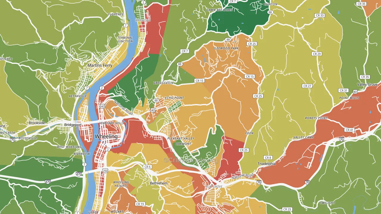 Ohio County, WV Map of Drug-Related Crime Rates