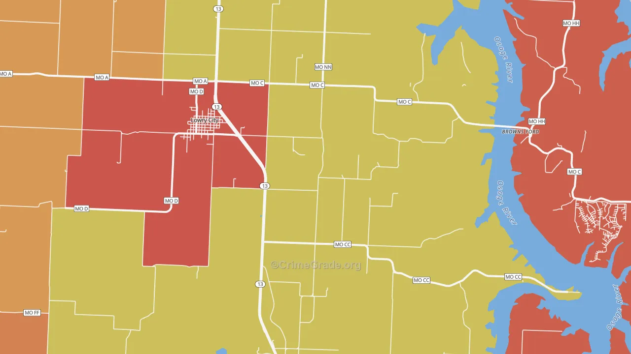 Ohio, MO Map of Drug-Related Crime Rates